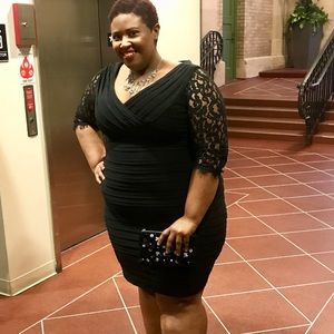 Xscape lace sleeve cocktail dress